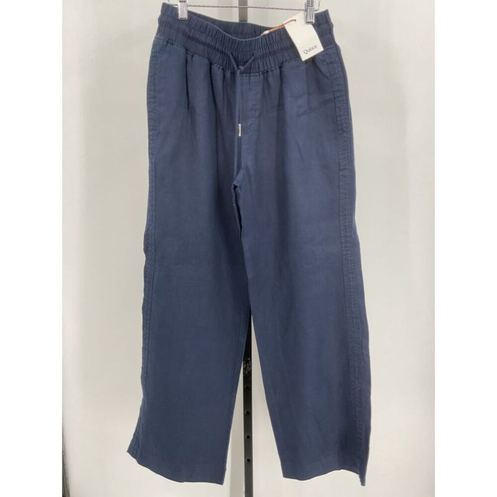 Women Quince women's 100% european linen wide leg pants - 30" Pants Deep Navy M